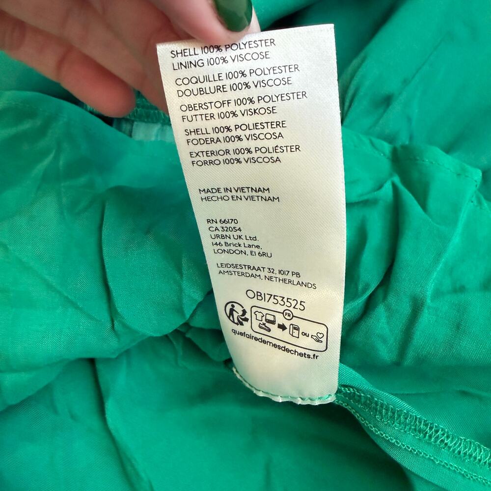 Anthropologie Emerald Green Mock Neck, Lined, Swing Dress NWT- S - Picture 9 of 15